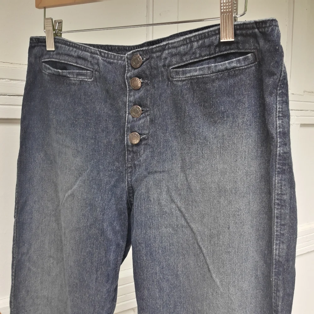 Vintage Bell Bottom Jeans Button Fly VTG 90s Cotton Denim Abercrombie & Fitch 6 - Picture 2 of 13